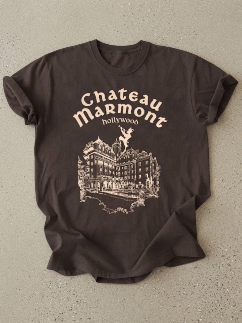 Chateau Marmont Hotel Hollywood Graphic Print Brown Gildan T-Shirt